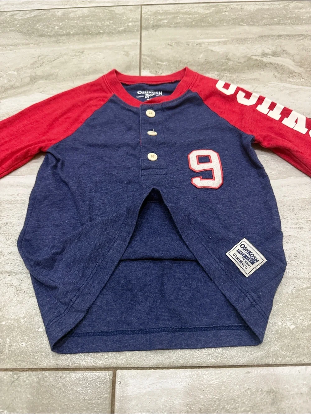 OshKosh B'gosh Navy & Red Raglan Henley with Number 9